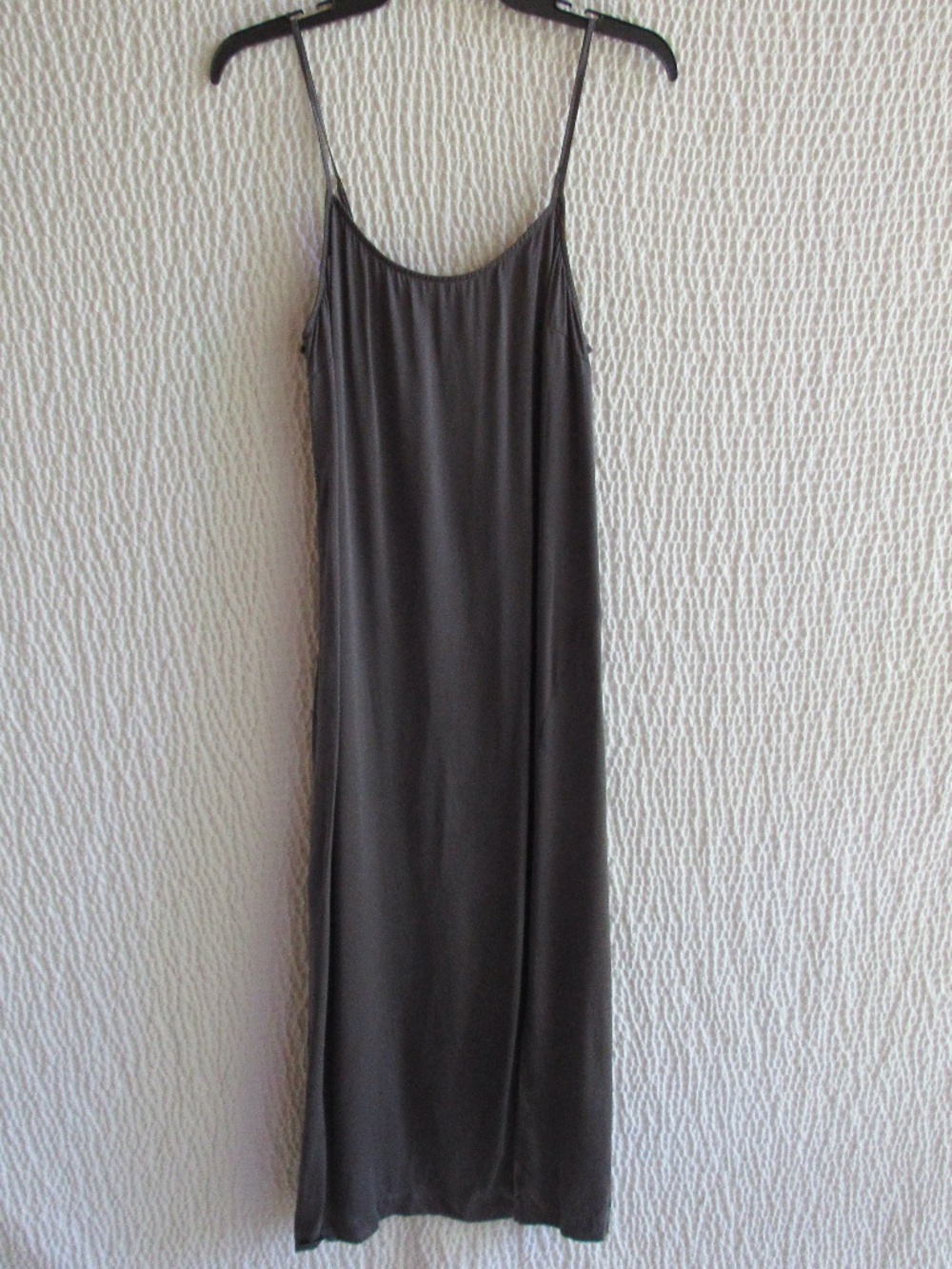 SOMA Silk Gray Long Nightgown Slip Dress Minimalist M 100% Brushed Silky Luxury